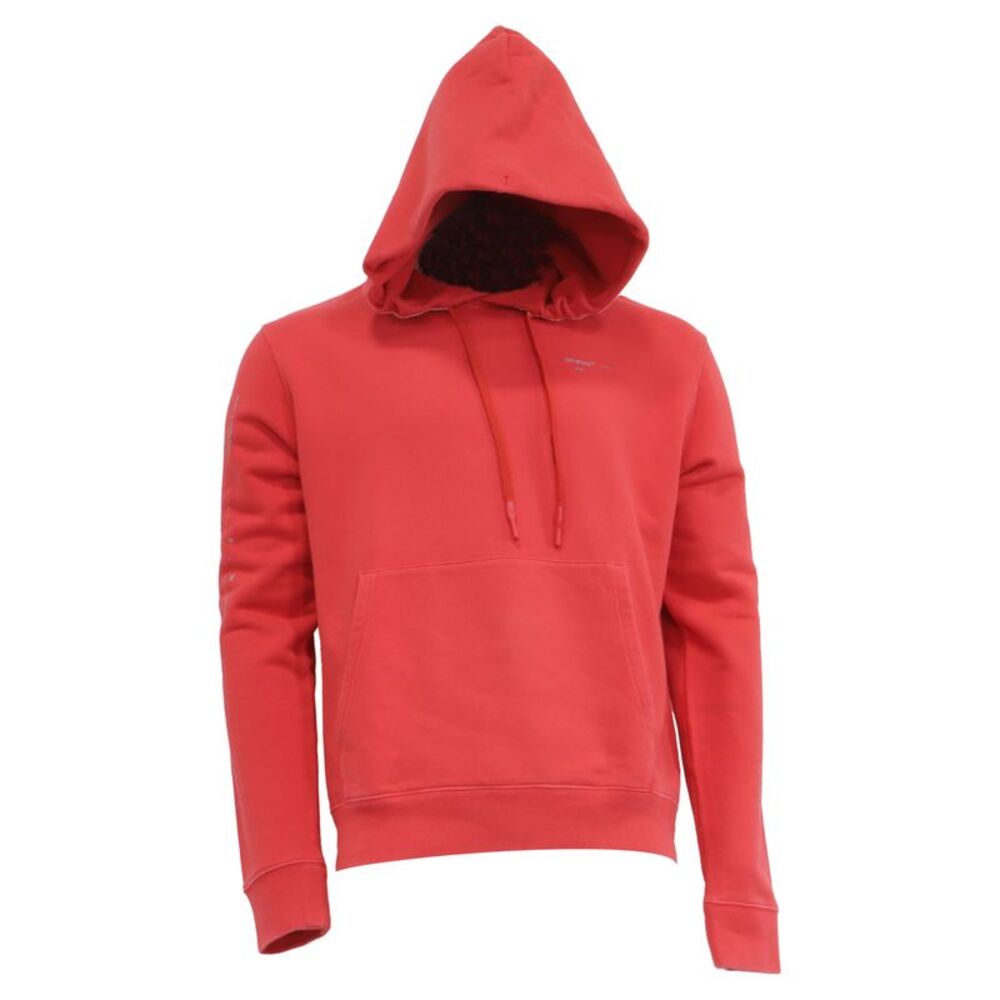 Off-White Logo-Print Hoodie in Red Cotton